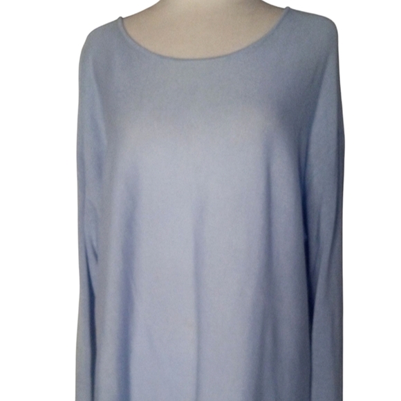 Eileen Fisher Light Blue Asymmetric Hem Tunic Tencel Merino Wool Blend Size XL - Picture 5 of 8